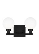 CLYBOURN MODERN 2-LIGHT INDOOR DIMMABLE BATH LGHT IN MIDNIGHT BLACK FINISH WITH WHITE MILK GLASS SHADE 