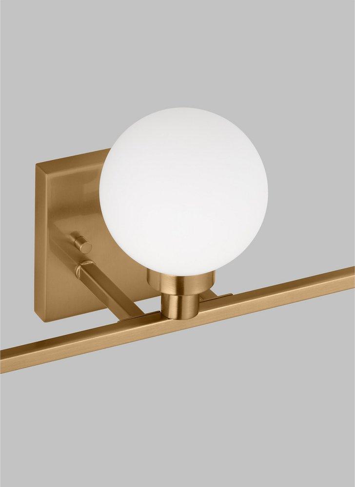 CLYBOURN MODERN 3-LIGHT INDOOR DIMMABLE BATH LGHT IN SATIN BRASS GOLD FINISH WITH WHITE MILK GLASS SHADE 