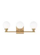 CLYBOURN MODERN 3-LIGHT INDOOR DIMMABLE BATH LGHT IN SATIN BRASS GOLD FINISH WITH WHITE MILK GLASS SHADE 