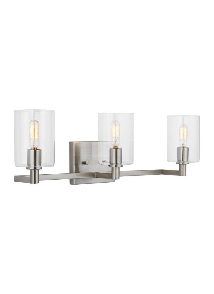 FULTON MODERN 3-LIGHT INDOOR DIMMABLE BATH VANITY WALL SCONCE IN SATIN BRASS GOLD FINISH 