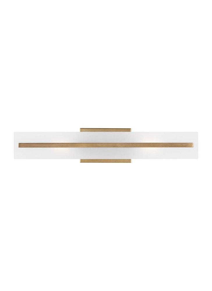 DEX CONTEMPORARY 2-LIGHT INDOOR DIMMABLE MEDIUM BATH VANITY WALL SCONCE IN SATIN BRASS GOLD FINISH WITH SATIN ETCHED GLASS SHADE 