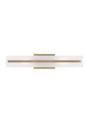 DEX CONTEMPORARY 2-LIGHT INDOOR DIMMABLE MEDIUM BATH VANITY WALL SCONCE IN SATIN BRASS GOLD FINISH WITH SATIN ETCHED GLASS SHADE 