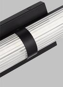 SYDEN CONTEMPORARY 1-LIGHT LED INDOOR DIMMABLE MEDIUM BATH VANITY WALL SCONCE IN MIDNIGHT BLACK FINISH WITH FROSTED GLASS SHADE 