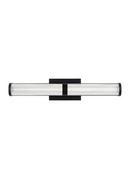SYDEN CONTEMPORARY 1-LIGHT LED INDOOR DIMMABLE MEDIUM BATH VANITY WALL SCONCE IN MIDNIGHT BLACK FINISH WITH FROSTED GLASS SHADE 