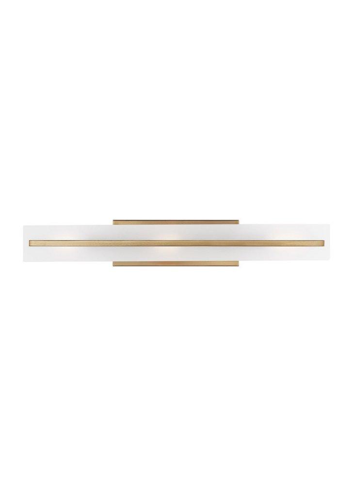 DEX CONTEMPORARY 3-LIGHT INDOOR DIMMABLE LARGE BATH VANITY WALL SCONCE IN SATIN BRASS GOLD FINISH WITH SATIN ETCHED GLASS SHADE 