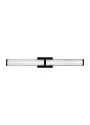 SYDEN CONTEMPORARY 1-LIGHT LED INDOOR DIMMABLE LARGE BATH VANITY WALL SCONCE IN MIDNIGHT BLACK FINISH WITH FROSTED GLASS SHADE 