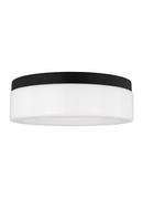 RHETT MODERN 1-LIGHT INDOOR DIMMABLE MEDIUM CEILING FLUSH MOUNT IN MIDNIGHT BLACK FINISH WITH CONCAVE WHITE MILK GLASS SHADE 