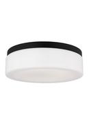RHETT MODERN 1-LIGHT INDOOR DIMMABLE MEDIUM CEILING FLUSH MOUNT IN MIDNIGHT BLACK FINISH WITH CONCAVE WHITE MILK GLASS SHADE 
