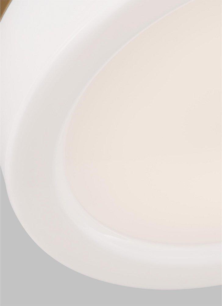 RHETT MODERN 1-LIGHT INDOOR DIMMABLE MEDIUM CEILING FLUSH MOUNT IN SATIN BRASS GOLD FINISH WITH CONCAVE WHITE MILK GLASS SHADE 