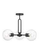 Visual Comfort & Co. Studio Midnight Black 75W 3-Light Medium E-26 Semi-Flush Mount Ceiling Fixture 