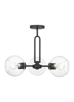 75W 3-Light Medium E-26 Semi-Flush Mount Ceiling Fixture in Midnight Black