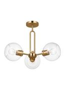 Visual Comfort & Co. Studio Satin Brass 75W 3-Light Medium E-26 Semi-Flush Mount Ceiling Fixture 
