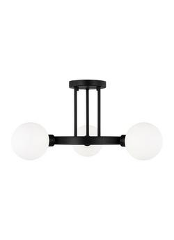 60W 3-Light Bi-Pin G9 Semi-Flush Mount Ceiling Fixture in Midnight Black