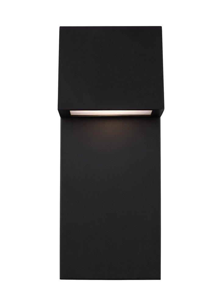 ROCHA MODERN 1-LIGHT LED OUTDOOR MEDIUM WALL LANTERN IN BLACK FINISH WITH SATIN-ETCHED GLASS PANEL 