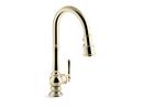 Single Handle Pull Down Kitchen Faucet in Vibrant® French Gold