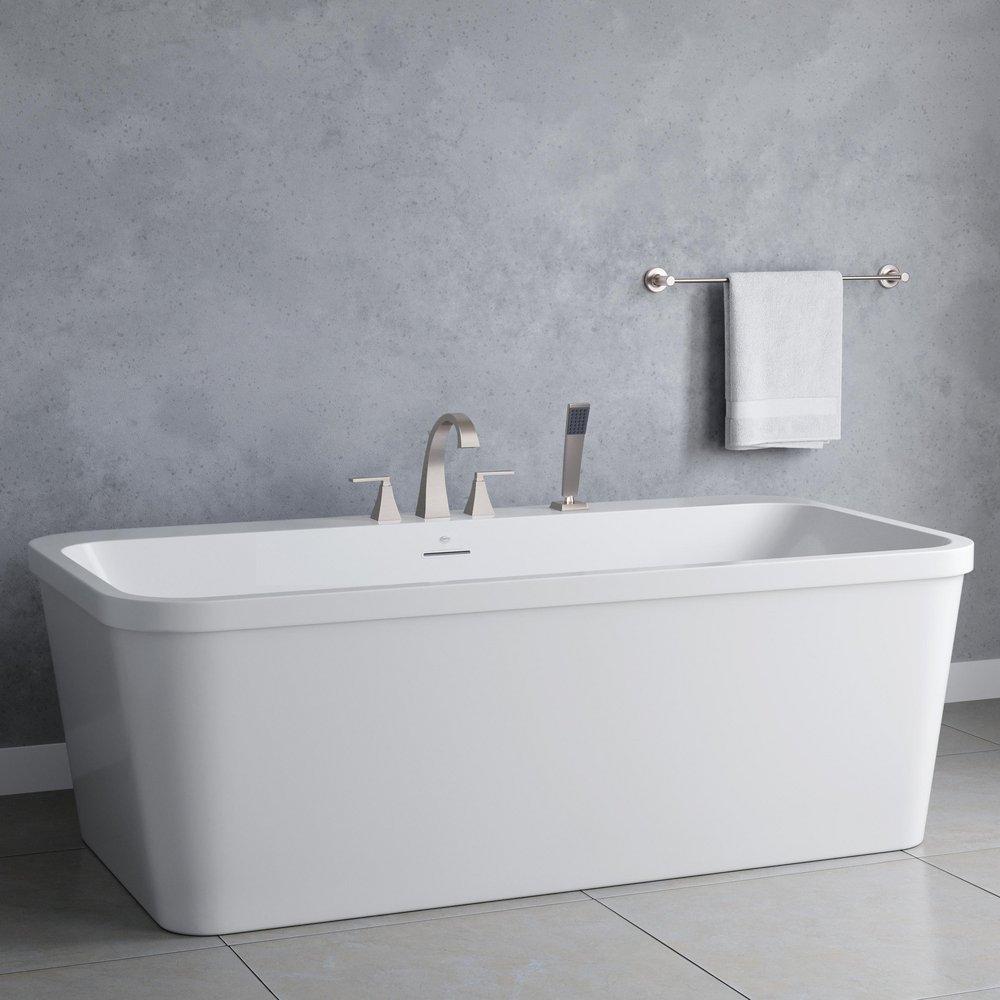 66 x 34 in. Freestanding Bathtub with Center Drain in White 