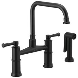 Two Handle Bridge Widespread Kitchen Faucet in Matte Black