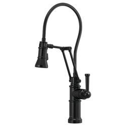 Single Handle Articulating Kitchen Faucet in Matte Black