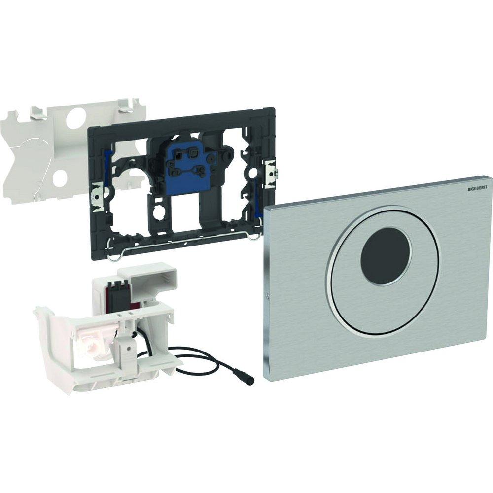 2x6 Touchless In-Wall Water Closet Actuator with Bluetooth and Manual Override in Brushed Stainless Steel with Polished Accent 