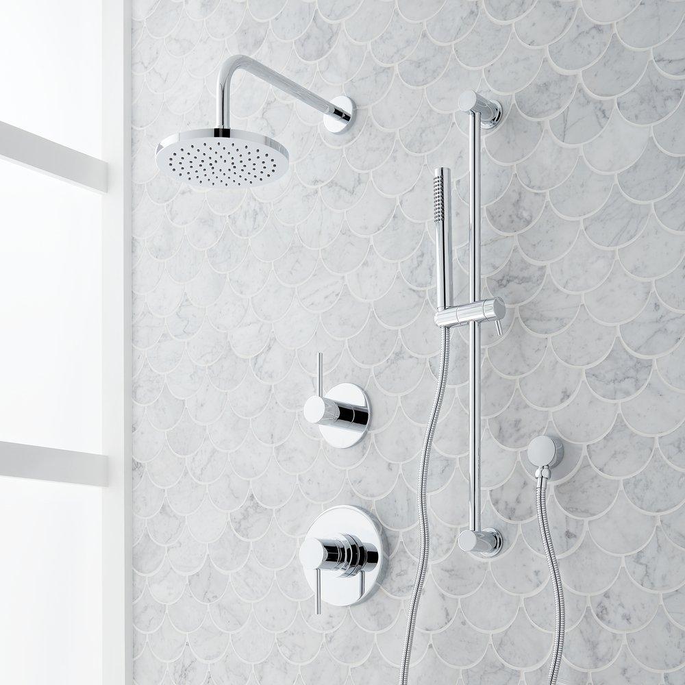 Two Handle Single Function Shower System Set in Polished Chrome - 1/2 in. and 3/4 in. Valve Included 