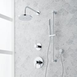 Two Handle Single Function Shower System in Chrome with Slide Bar and Hand Shower