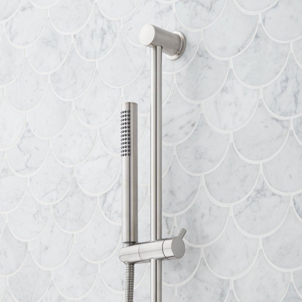 Two Handle Single Function Shower System Set in Brushed Nickel - 1/2 in. and 3/4 in. Valve Included 