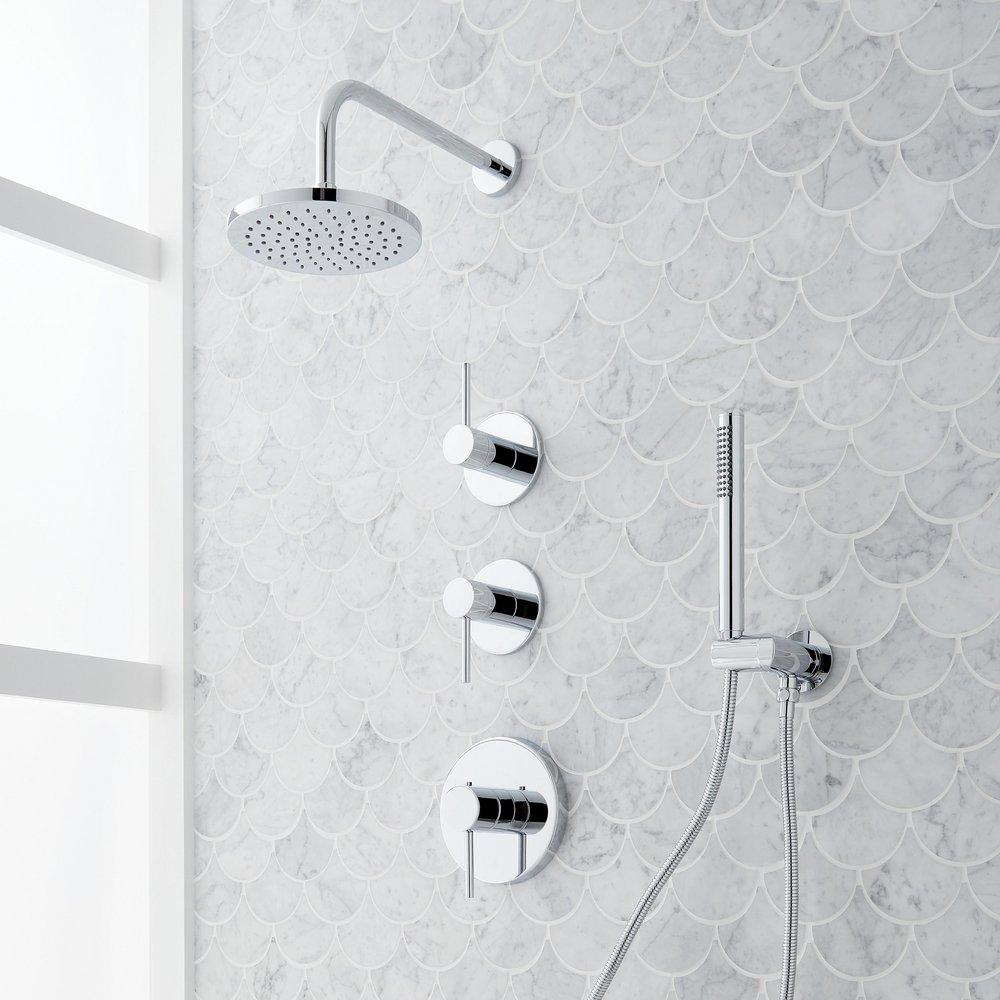 Three Handle Single Function Shower System Set in Polished Chrome - 3/4 in. Valves Included 