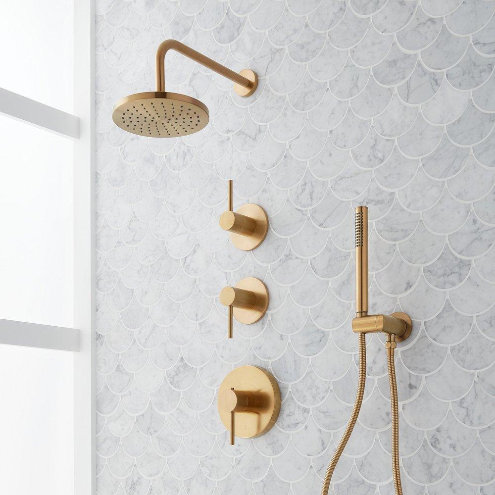 Thermostatic Shower System in Brushed Gold 