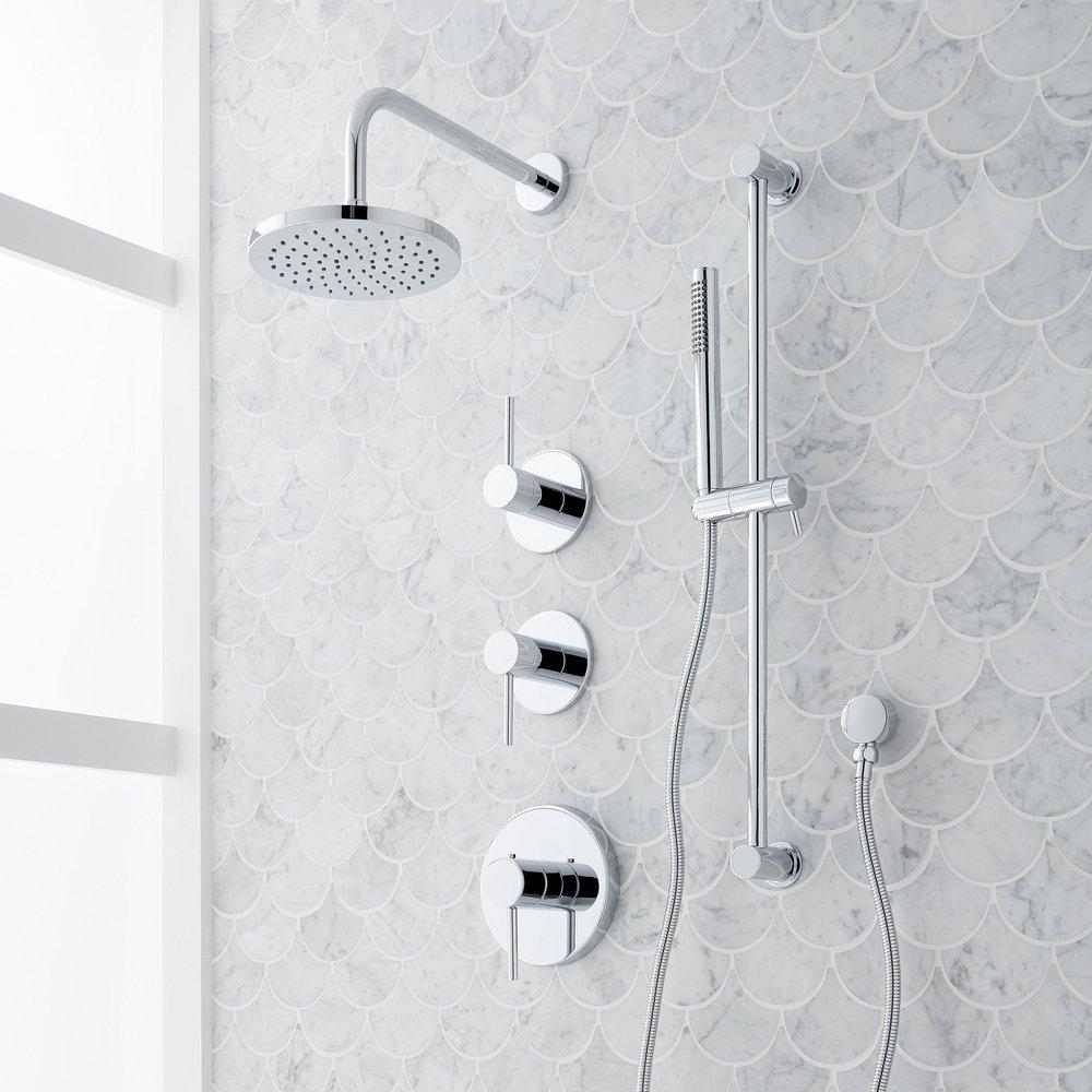 Three Handle Single Function Shower System Set in Polished Chrome - 3/4 in. Valves Included 