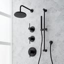 Three Handle Single Function Shower System in Matte Black with Slide Bar and Hand Shower