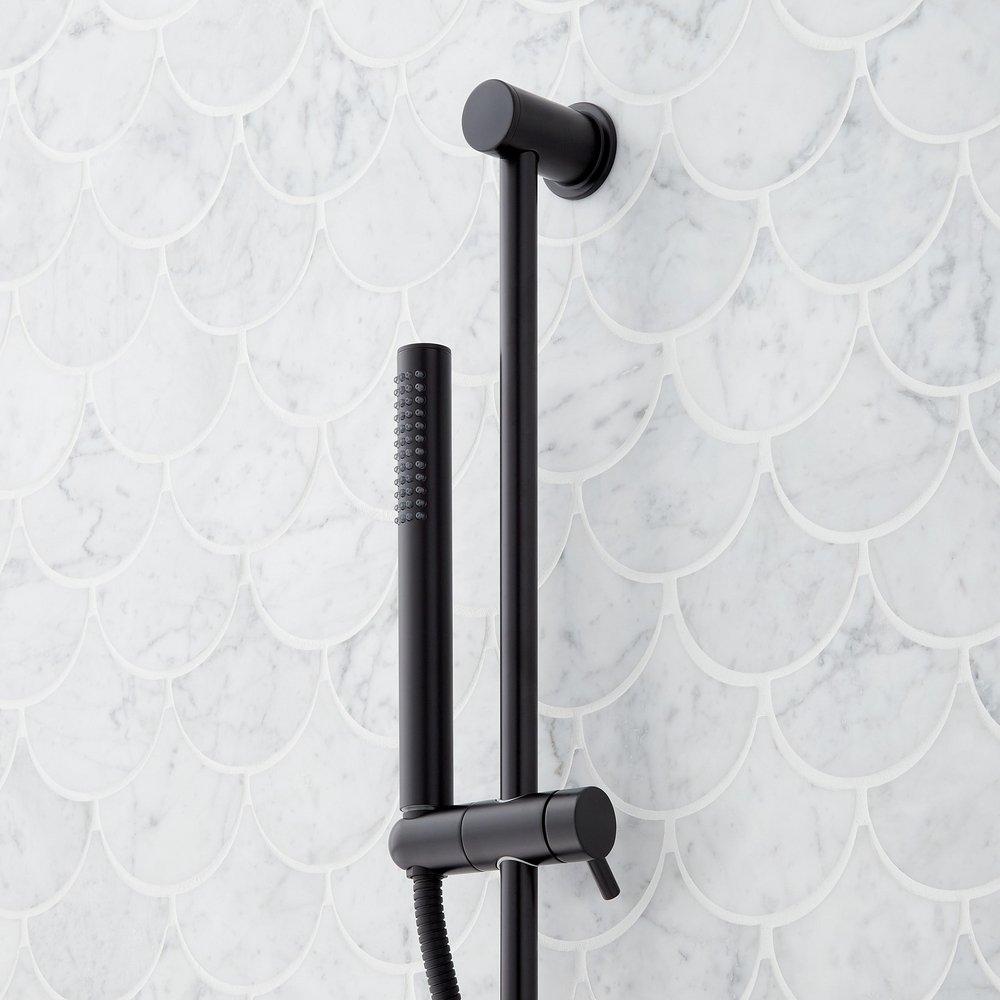 Three Handle Single Function Shower System Set in Matte Black - 3/4 in. Valves Included 