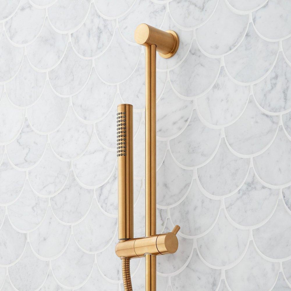 Thermostatic Shower System in Brushed Gold 