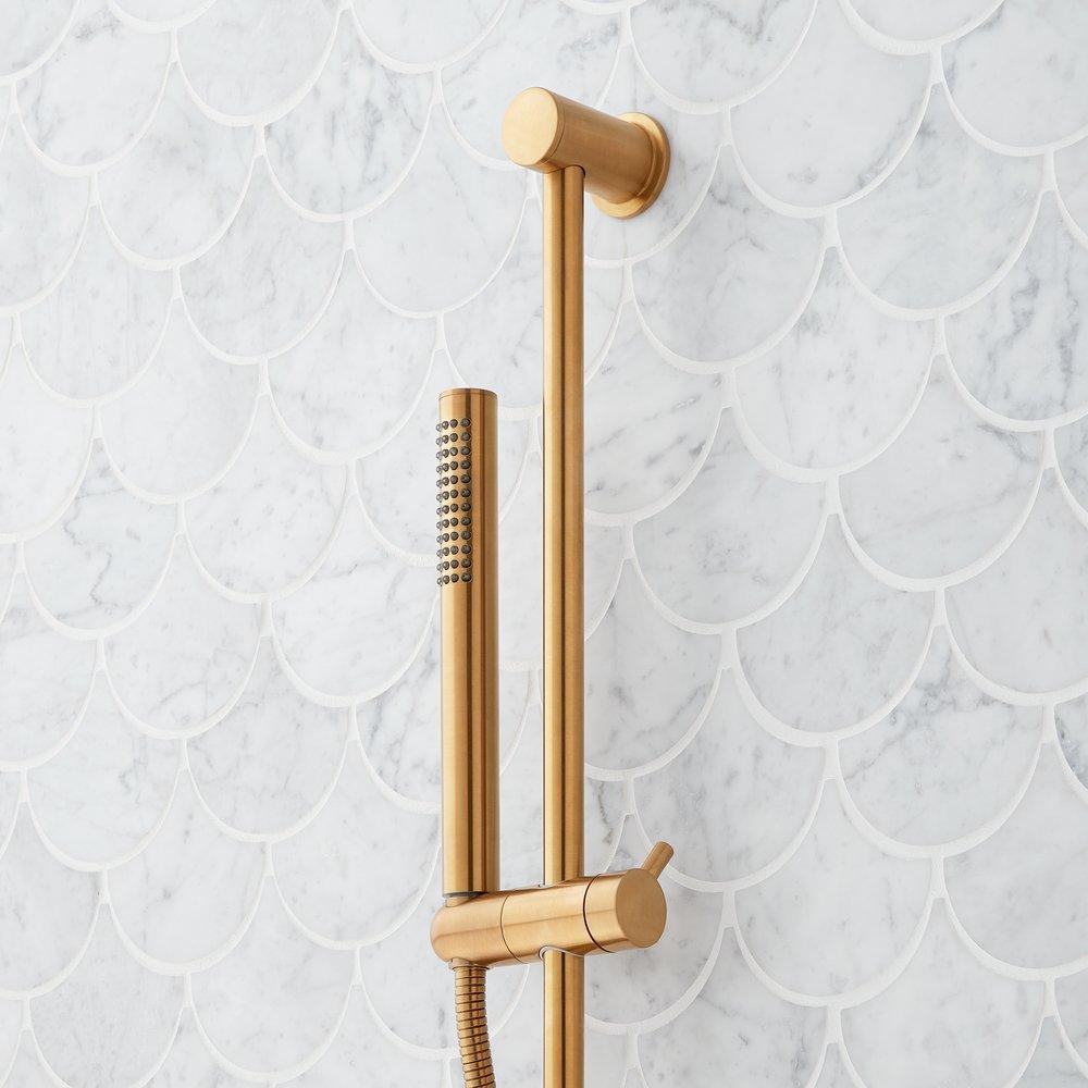 Thermostatic Shower System in Brushed Gold 