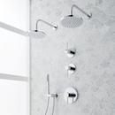 Three Handle Single Function Shower System Set in Chrome with Dual Showerheads and Hand Shower