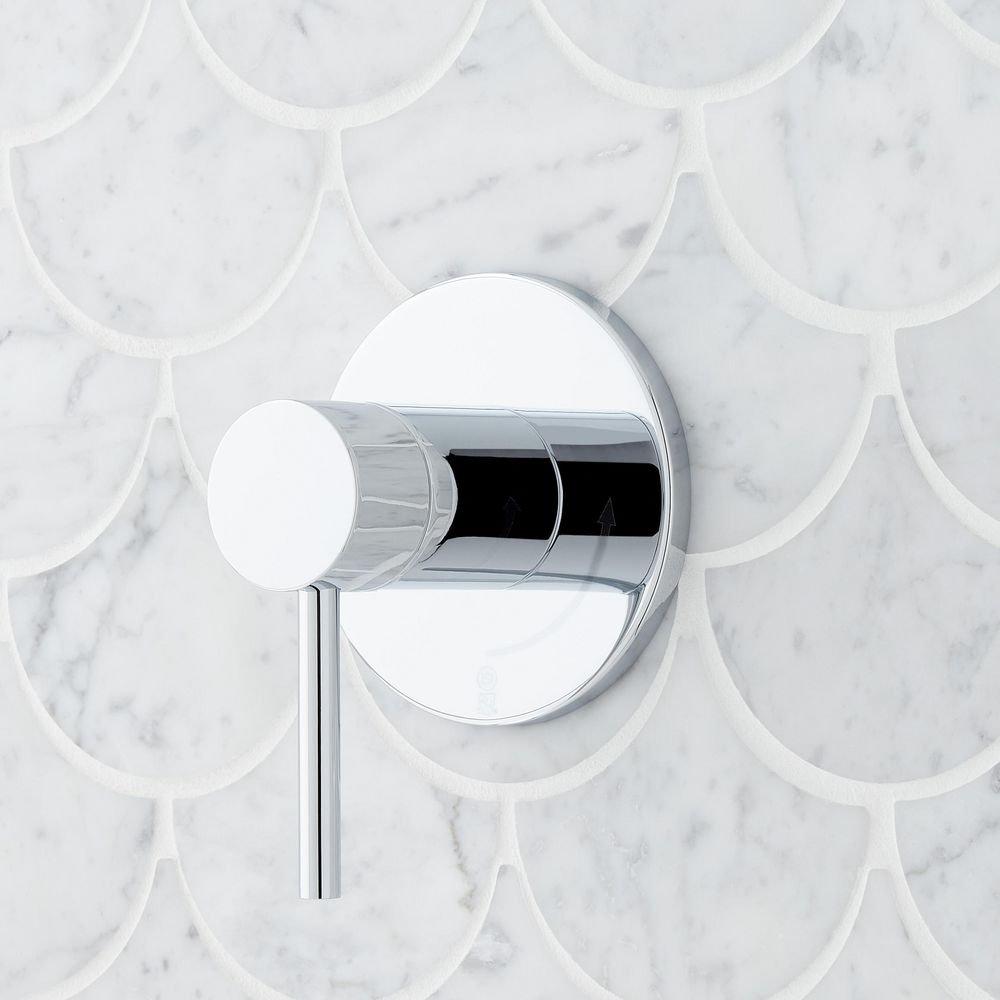 Signature Hardware Chrome Three Handle Single Function Shower System Set with Dual Showerheads and Hand Shower 