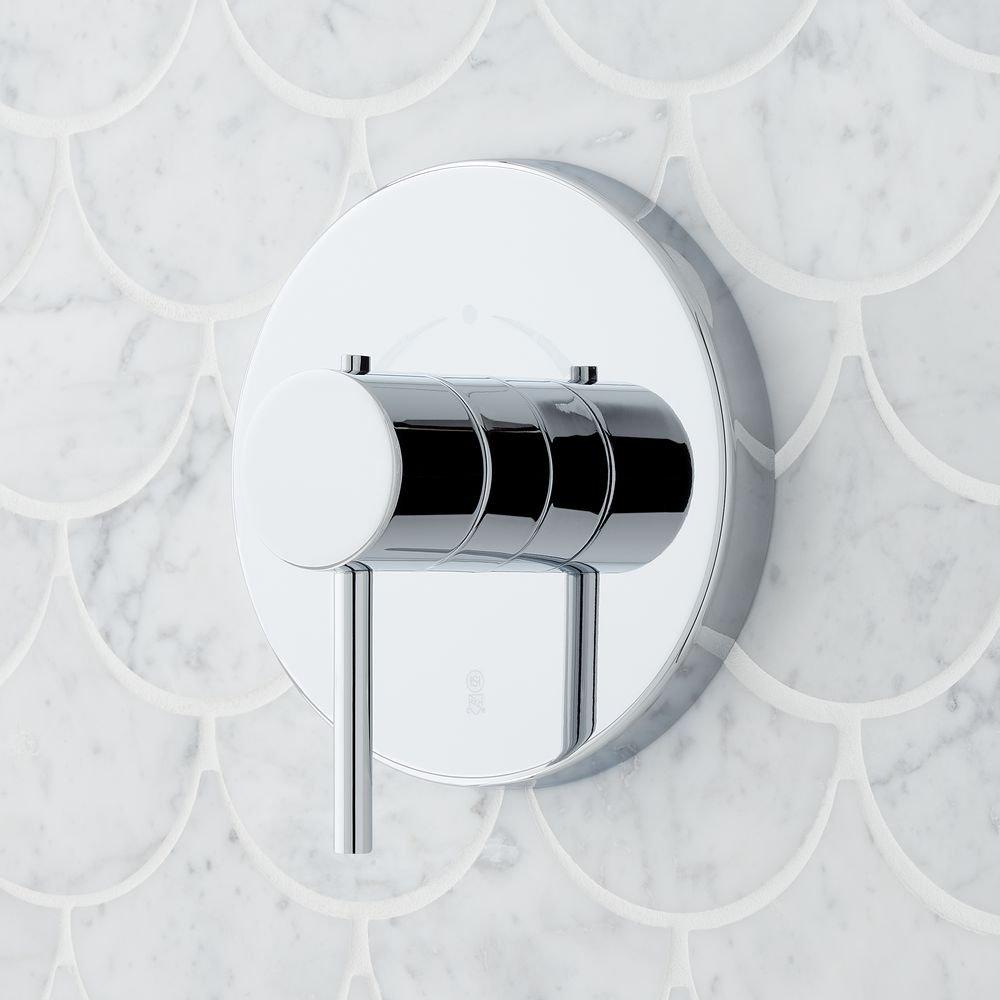 Signature Hardware Chrome Three Handle Single Function Shower System Set with Dual Showerheads and Hand Shower 
