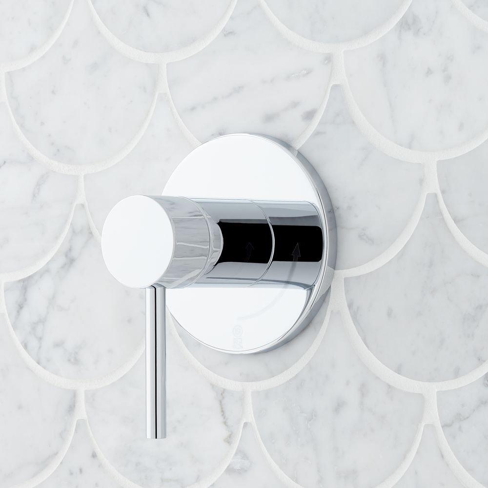 Signature Hardware Chrome Three Handle Single Function Shower System Set with Dual Showerheads and Hand Shower 