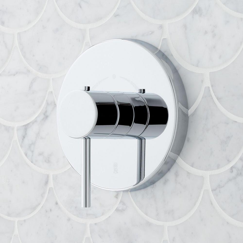 Signature Hardware Chrome Three Handle Single Function Shower System Set with Dual Showerheads and Hand Shower 