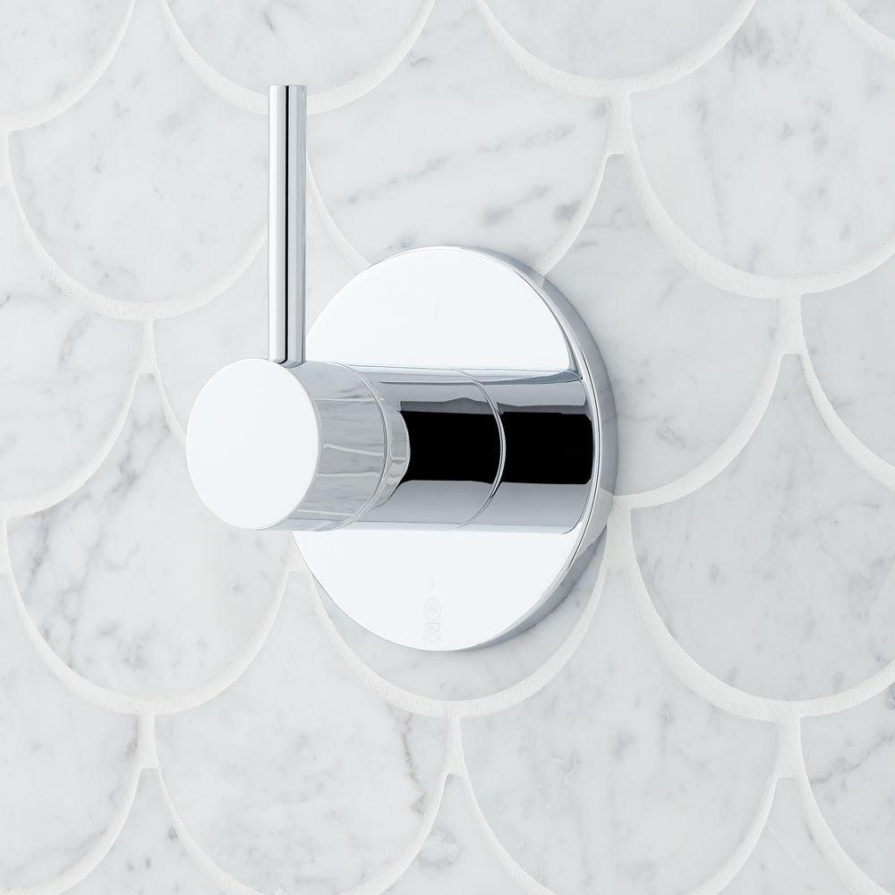 Signature Hardware Chrome Three Handle Single Function Shower System Set with Dual Showerheads and Hand Shower 