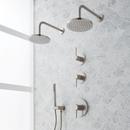 Three Handle Single Function Shower System Set in Brushed Nickel with Dual Showerheads and Hand Shower