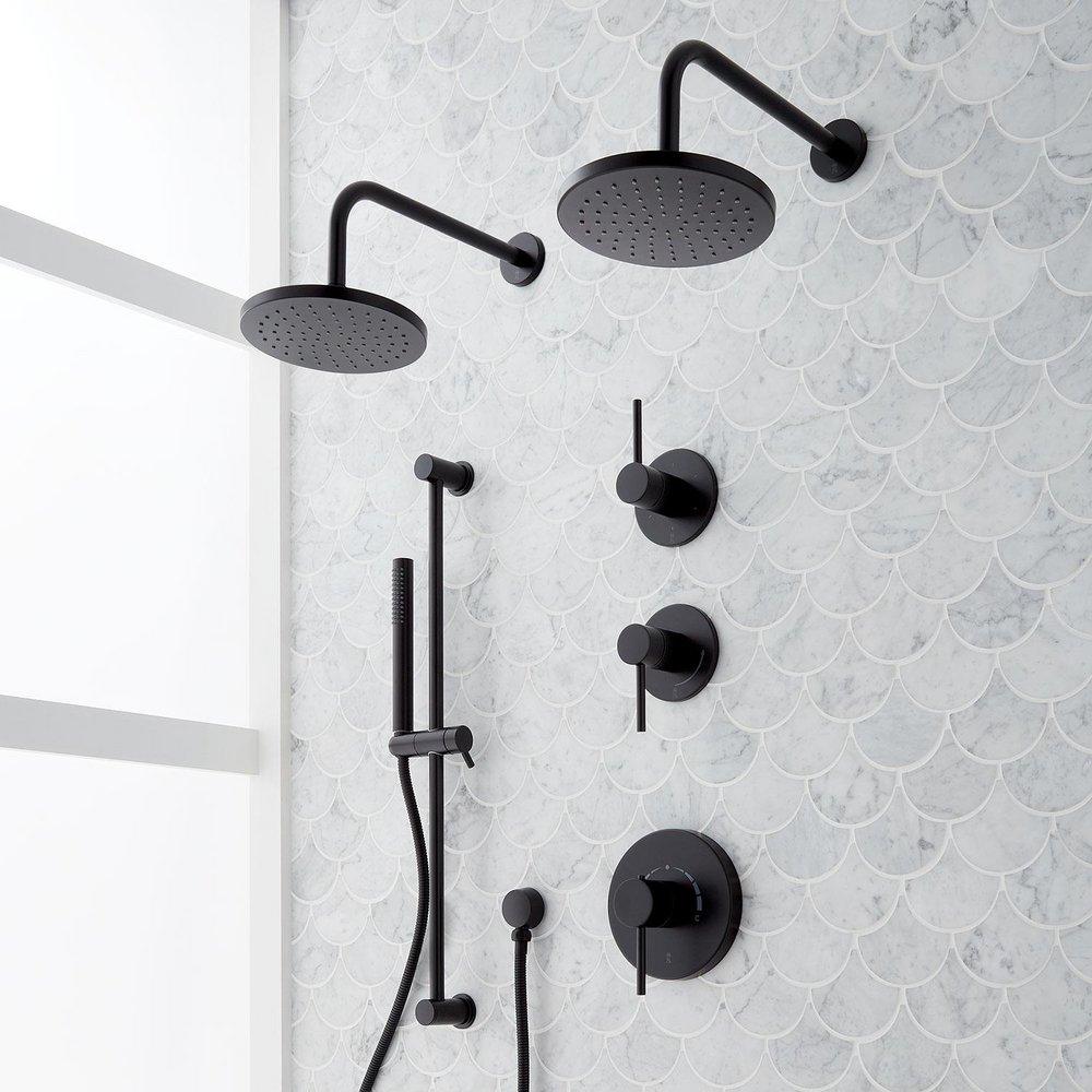 Thermostatic Shower System in Matte Black 