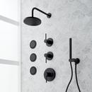 THERMOSTATIC SHOWER SYSTEM WITH 3 BODY SPRAYS AND HAND SHOWER - MATTE BLACK
