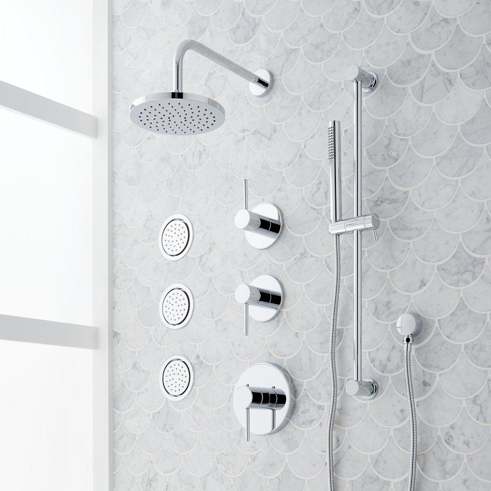 Three Handle Single Function Shower System Set in Polished Chrome - 3/4 in. Valves Included 