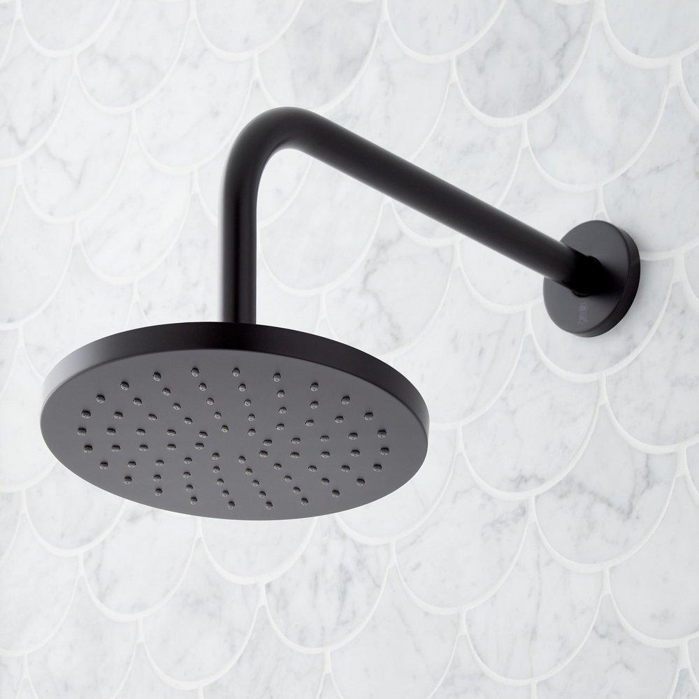 Three Handle Single Function Shower System Set in Matte Black - 3/4 in. Valves Included 
