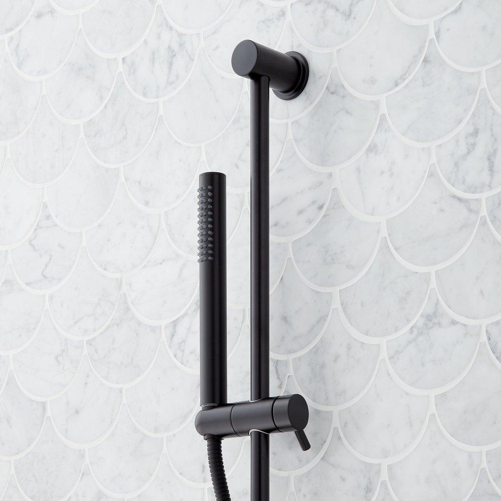 Three Handle Single Function Shower System Set in Matte Black - 3/4 in. Valves Included 