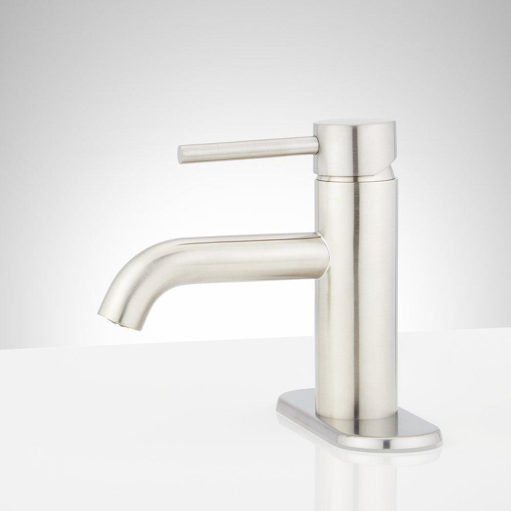 Single Handle Monoblock Bathroom Sink Faucet in Brushed Nickel 