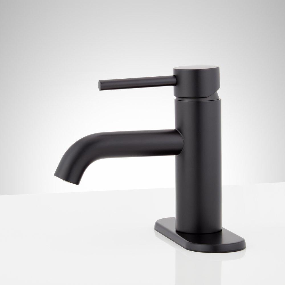 Single Handle Monoblock Bathroom Sink Faucet in Matte Black 