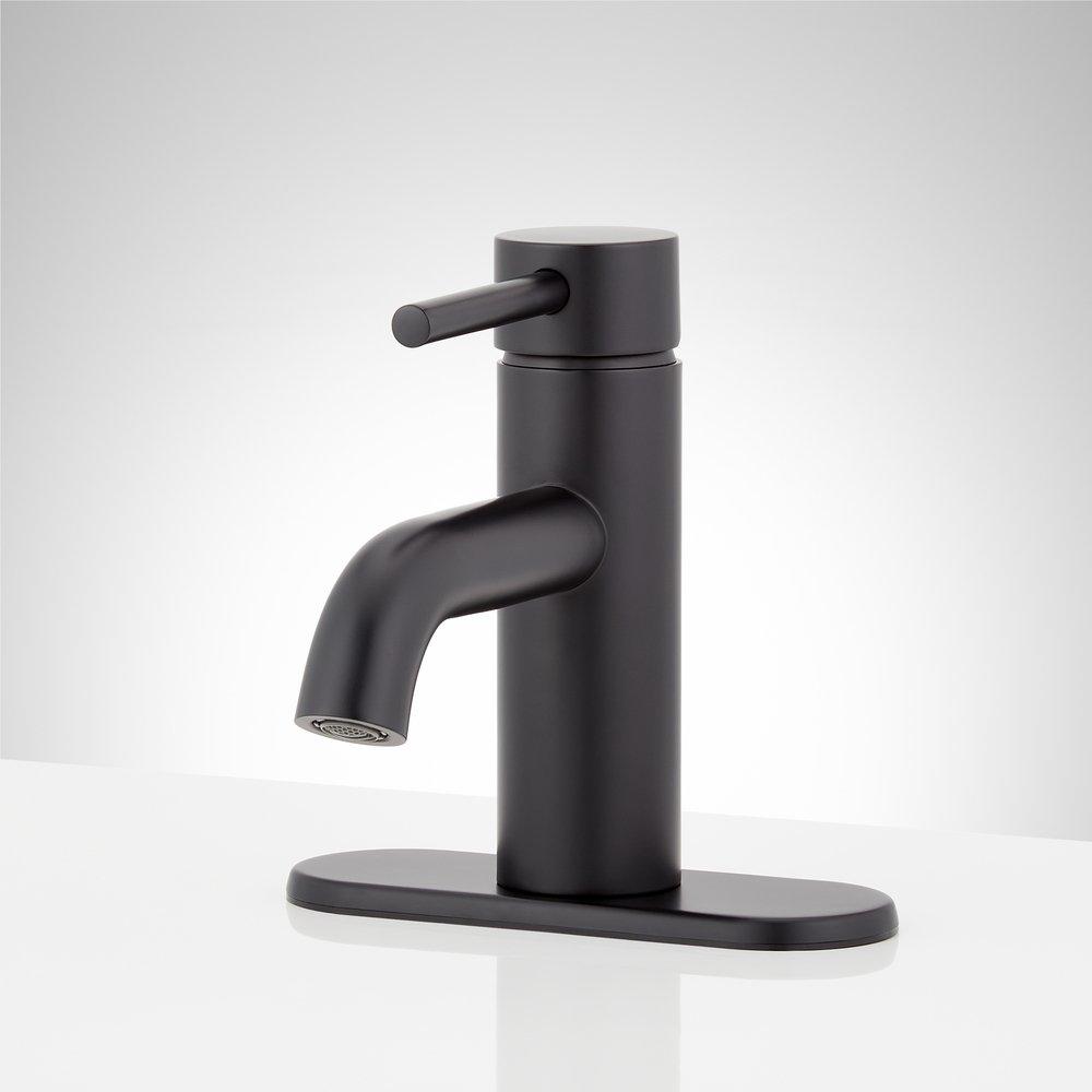 Single Handle Monoblock Bathroom Sink Faucet in Matte Black 