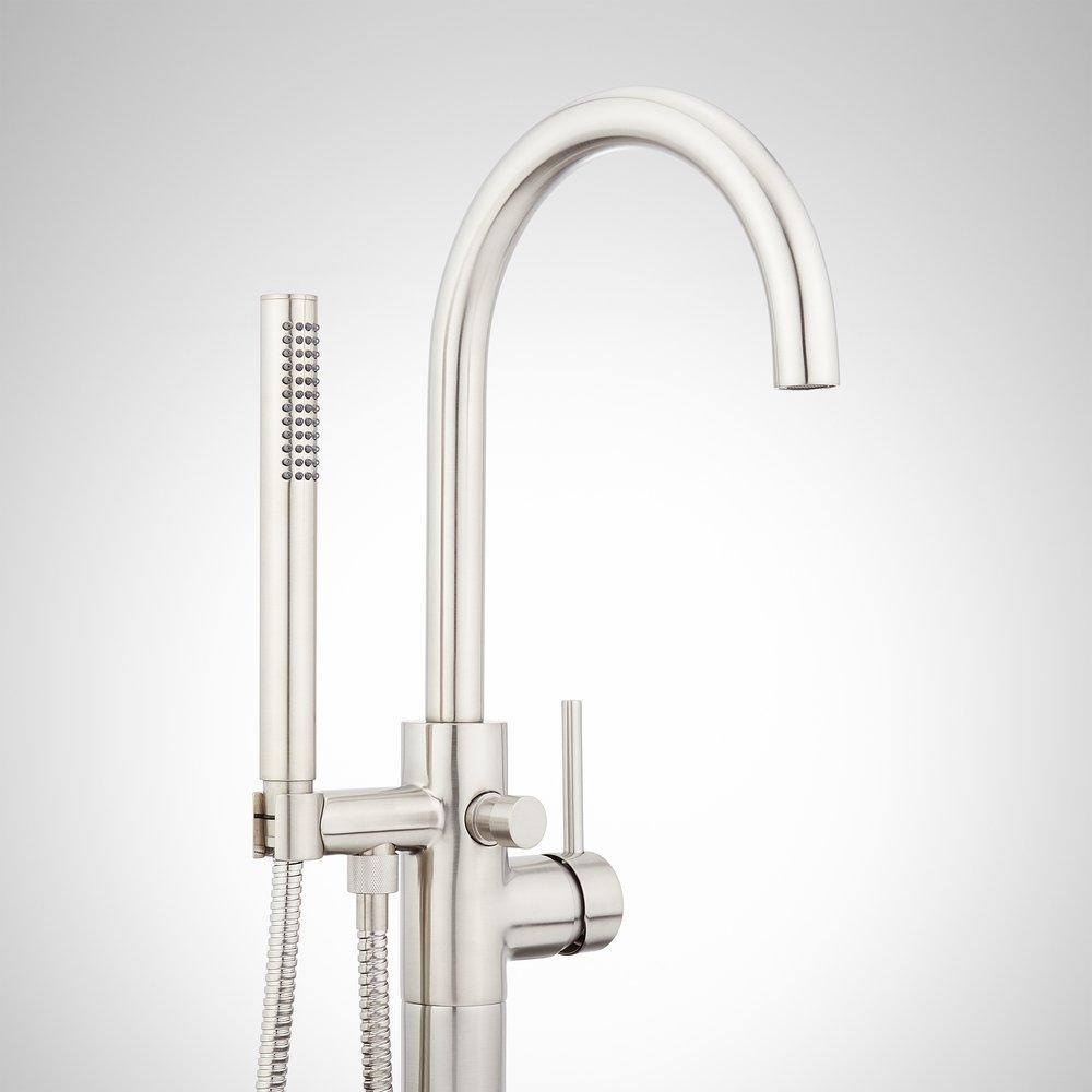 Single Handle Floor Mount Filler Set in Brushed Nickel - Valve Included 