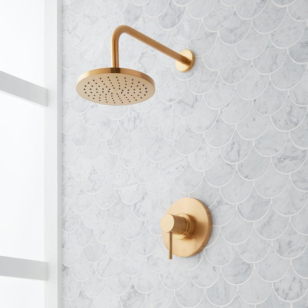 Single Handle Single Function Shower System Set in Brushed Gold - 1/2 in. Valve Included 